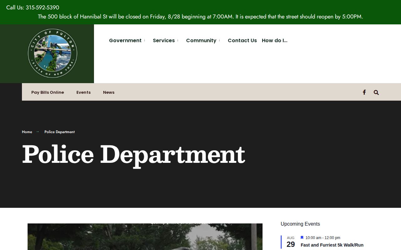 Fulton Police Department page linking to Fulton arrest-summary records