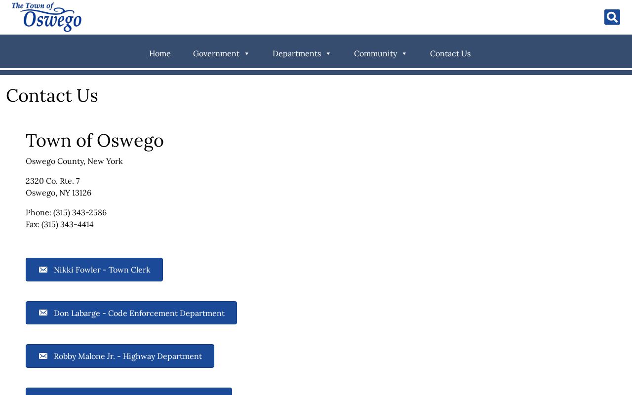 Town of Oswego official contact page for arrest-record agency routing